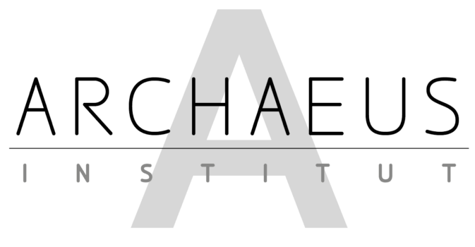 Logo des Archaeus-Instituts auf schwarzem Hintergrund.