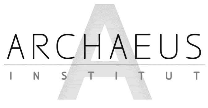 Logo des Archaeus-Instituts auf schwarzem Hintergrund.