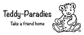 Das Logo für Teddyparadiese nimm einen Freund mit nach Hause.