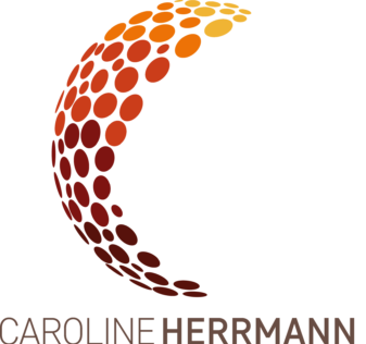 Caroline Hermanns Logo auf rotem Hintergrund. {{brizy_dc_image_alt imageSrc=
