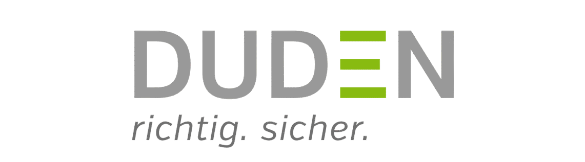 Das Logo für duden ritzing sicher auf grünem Hintergrund.